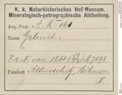 Etiketten zu Galenit (NHMW-MIN-Ak461)